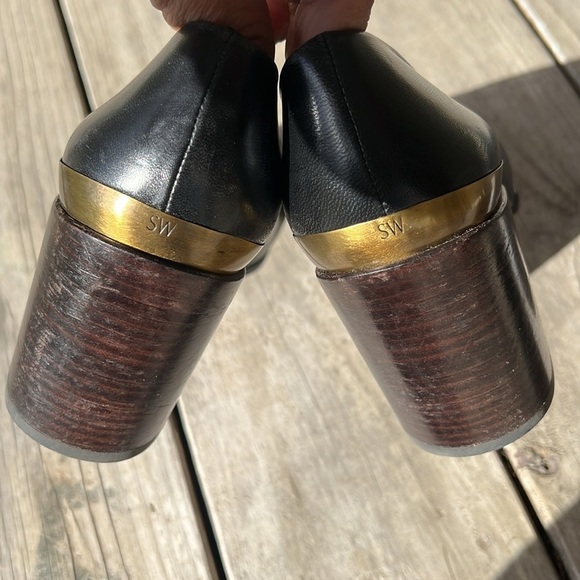 Stuart Weitzman Choke up Black Women's Pointed toe block heel pumps heels size 9 - Picture 11 of 12